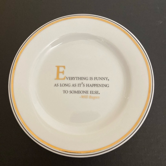 Restoration Hardware Plates Dessert Appetizer 7" D Famous Quotes White & Gold - Picture 3 of 10